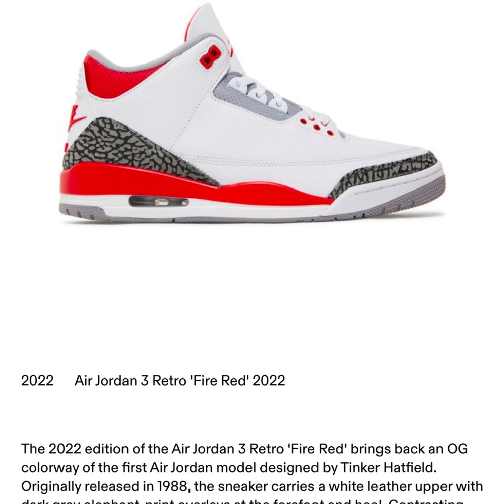 Air Jordan 3 Fire Red 2022